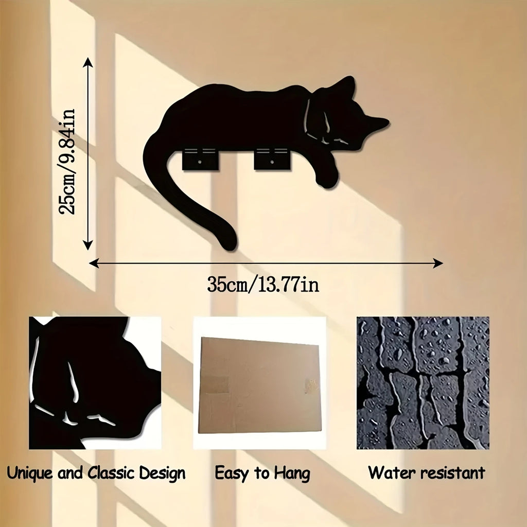 Metal Cat Fence Topper – Black Silhouette for Cat Gardening Decor Gifts