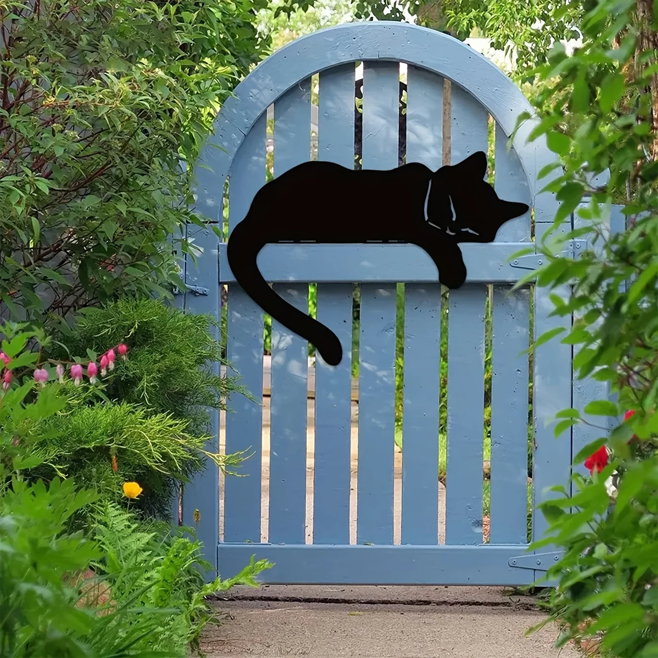 Metal Cat Fence Topper – Black Silhouette for Cat Gardening Decor Gifts