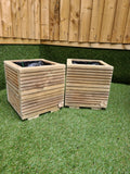 Pair of Decking Style Planters – 25cm x 25cm x 25cm