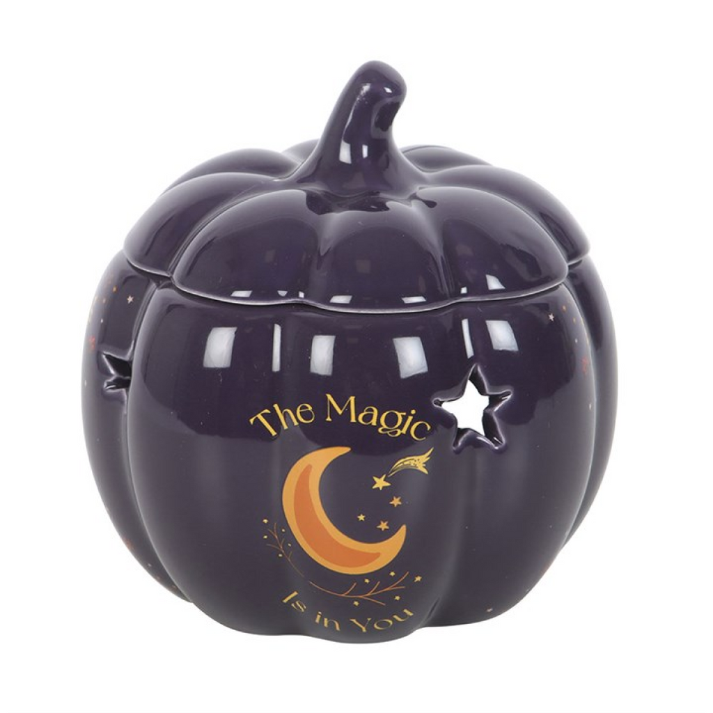 Midnight Blue Pumpkin Ceramic Oil Burner – Autumn Home Fragrance Decor