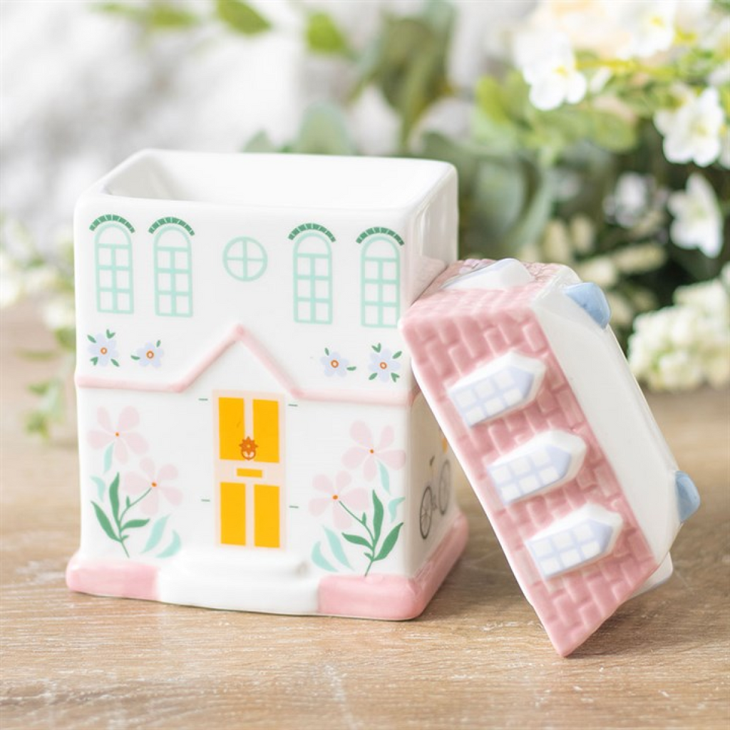 Pink Townhouse Oil Burner & Wax Warmer – Quirky Pastel Home Fragrance Decor