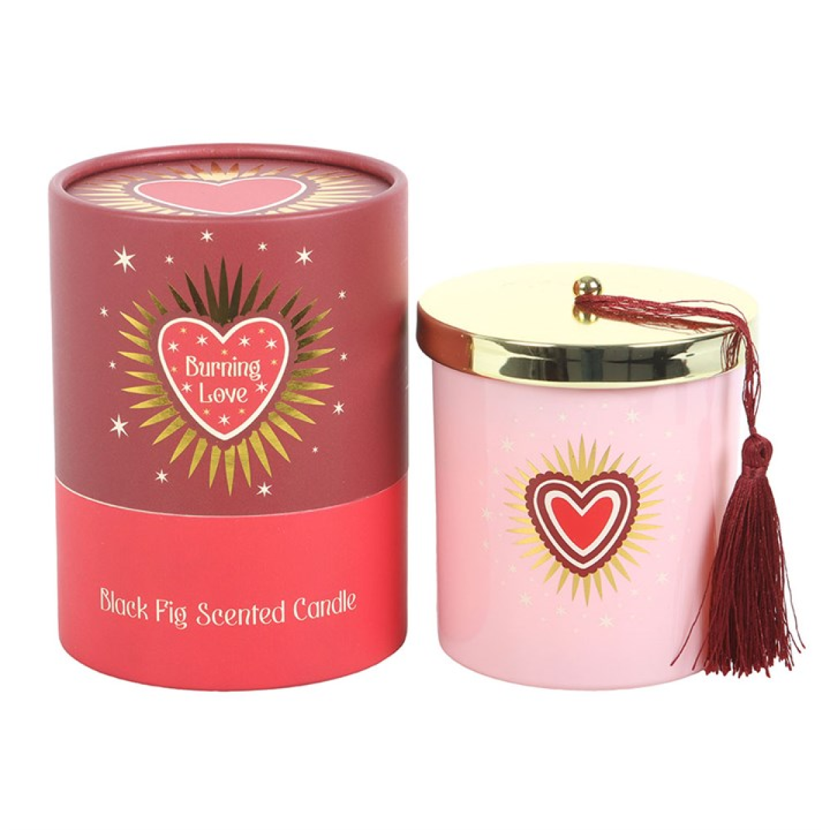 Burning Love Black Fig Scented Candle in Pink Jar with Gold Lid – 28hr Burn