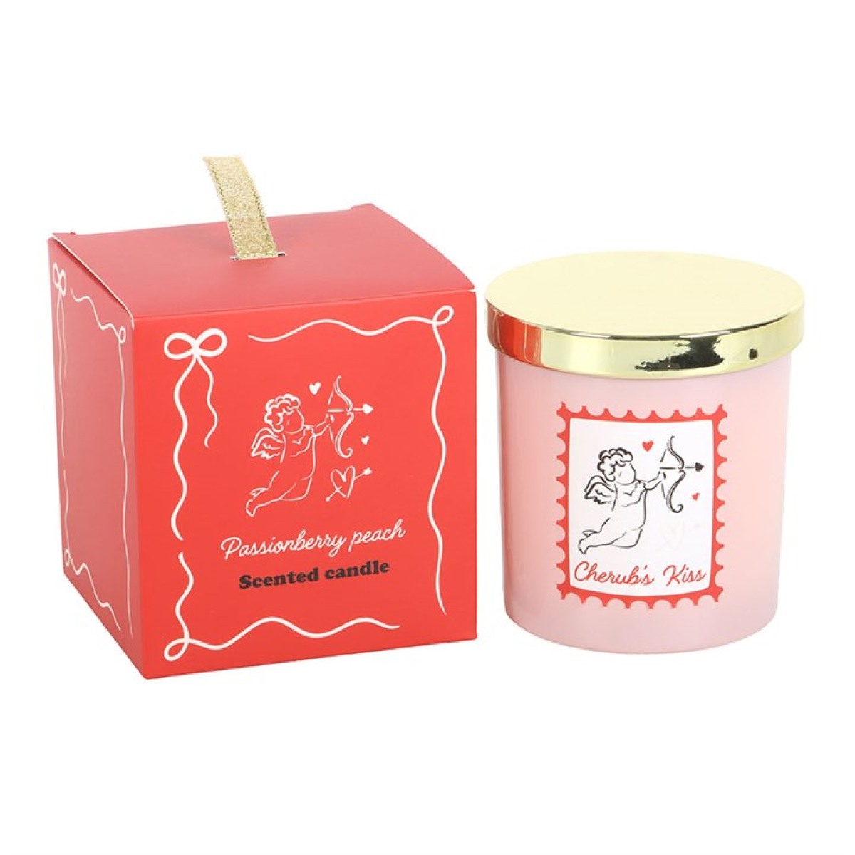 Cherub’s Kiss Scented Candle – Passionberry & Peach Romantic Pink Jar Candle