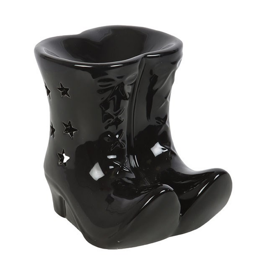 Witch Boots Ceramic Oil Burner – Black Gothic Home Fragrance Decor