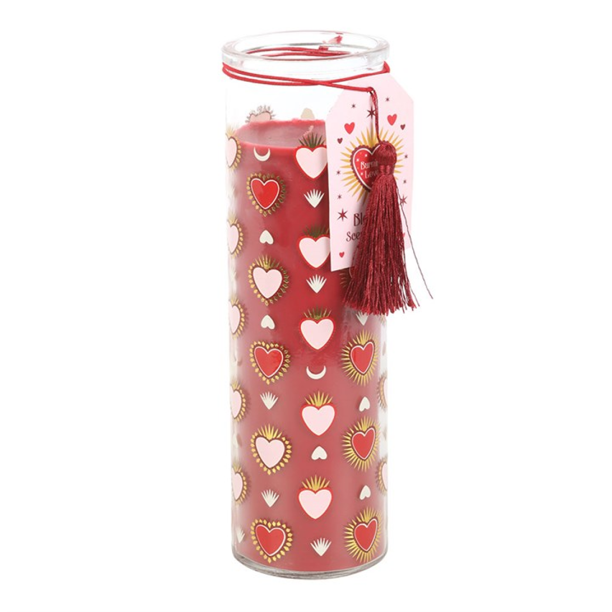 Sacred Heart Black Fig Scented Glass Tube Candle – 55hr Burn Valentine Gift