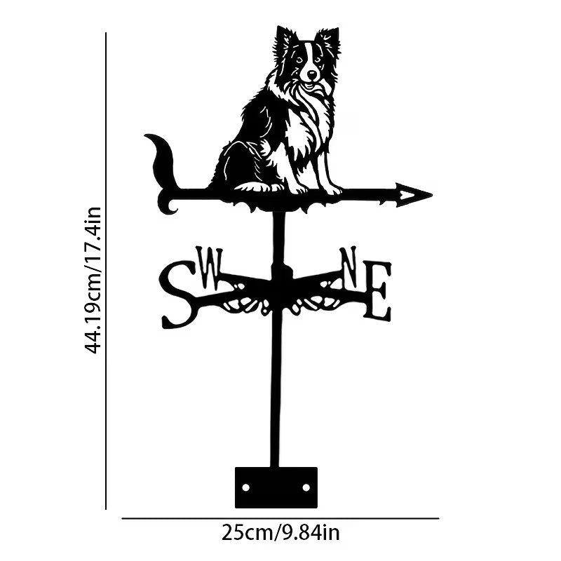 Weather Vane Border Collie– Outdoor Wind Spinner for Garden & Roof Decoration