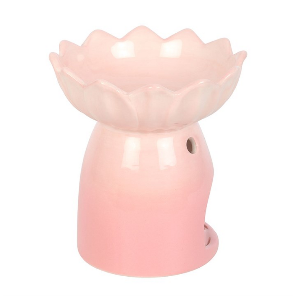 Pink Water Lily Oil Burner & Wax Warmer – Ceramic Floral Home Fragrance Decor