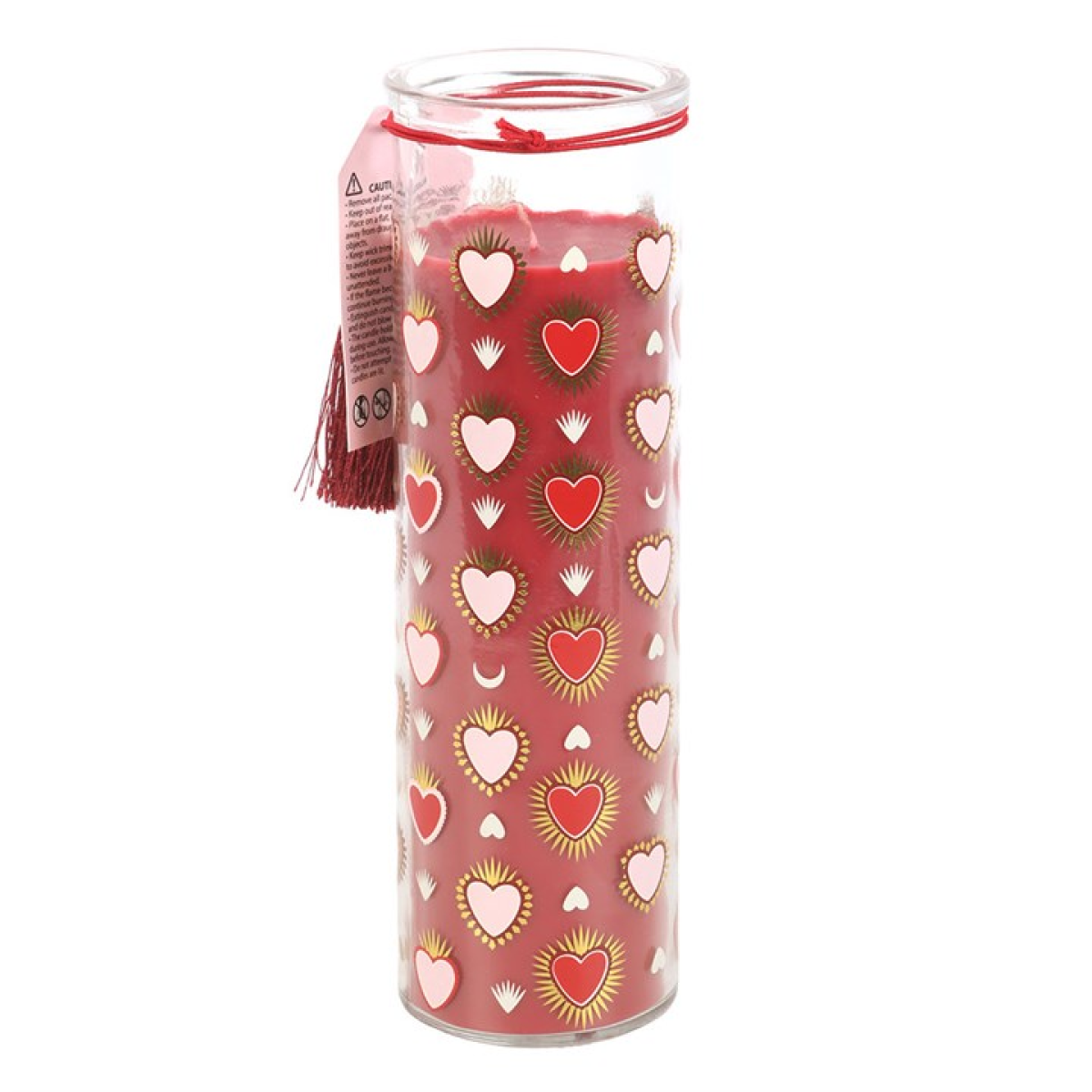 Sacred Heart Black Fig Scented Glass Tube Candle – 55hr Burn Valentine Gift