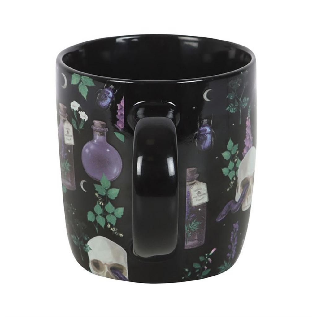 Venom & Vines Gothic Skull Ceramic Mug – Dark Floral Coffee Cup 350ml