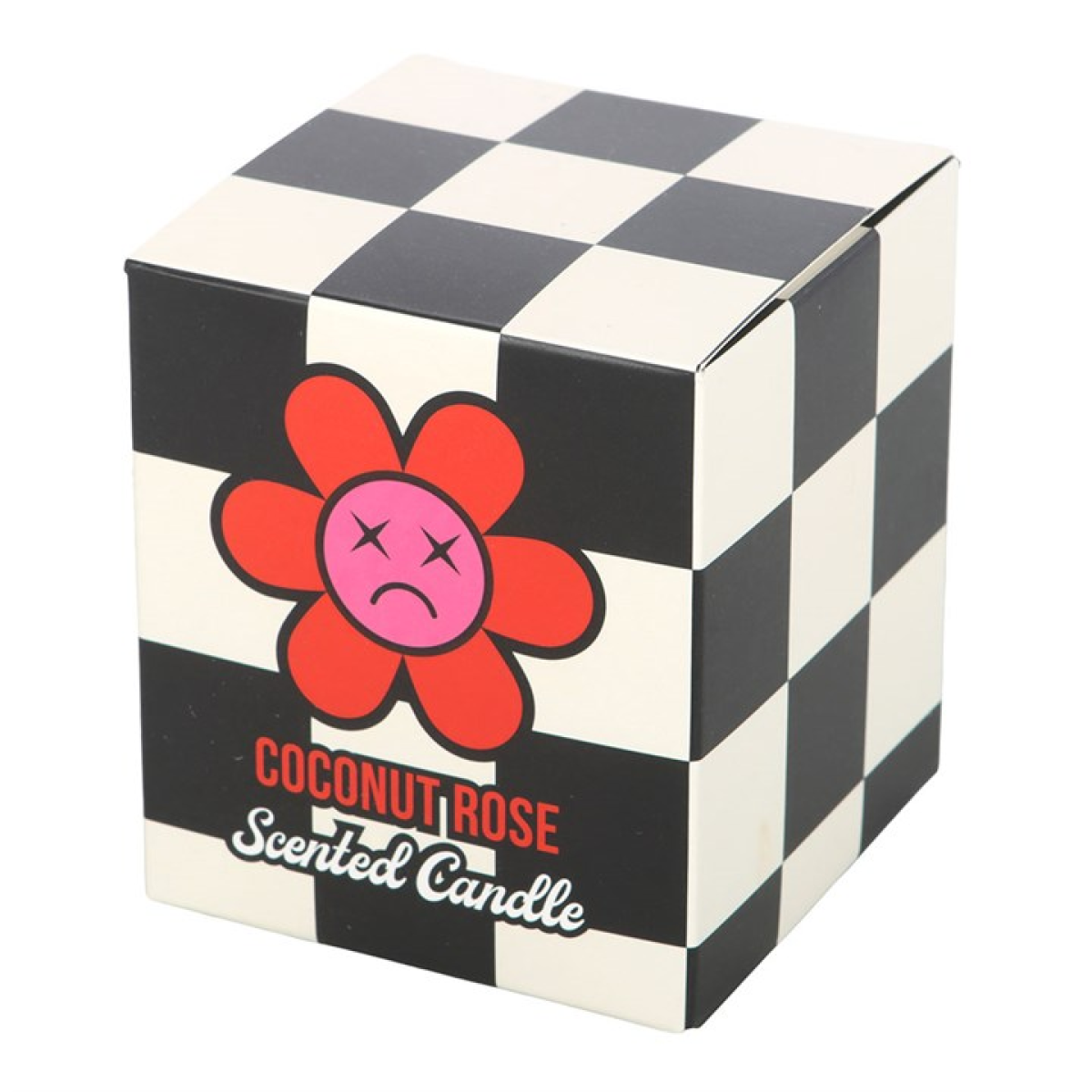 Sad Flower Checkerboard Candle with Coconut Rose Scent – 35hr Burn Mood Gift