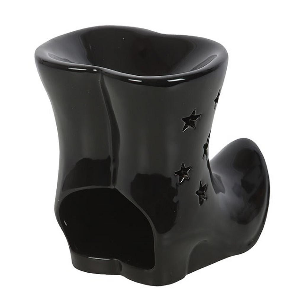 Witch Boots Ceramic Oil Burner – Black Gothic Home Fragrance Decor
