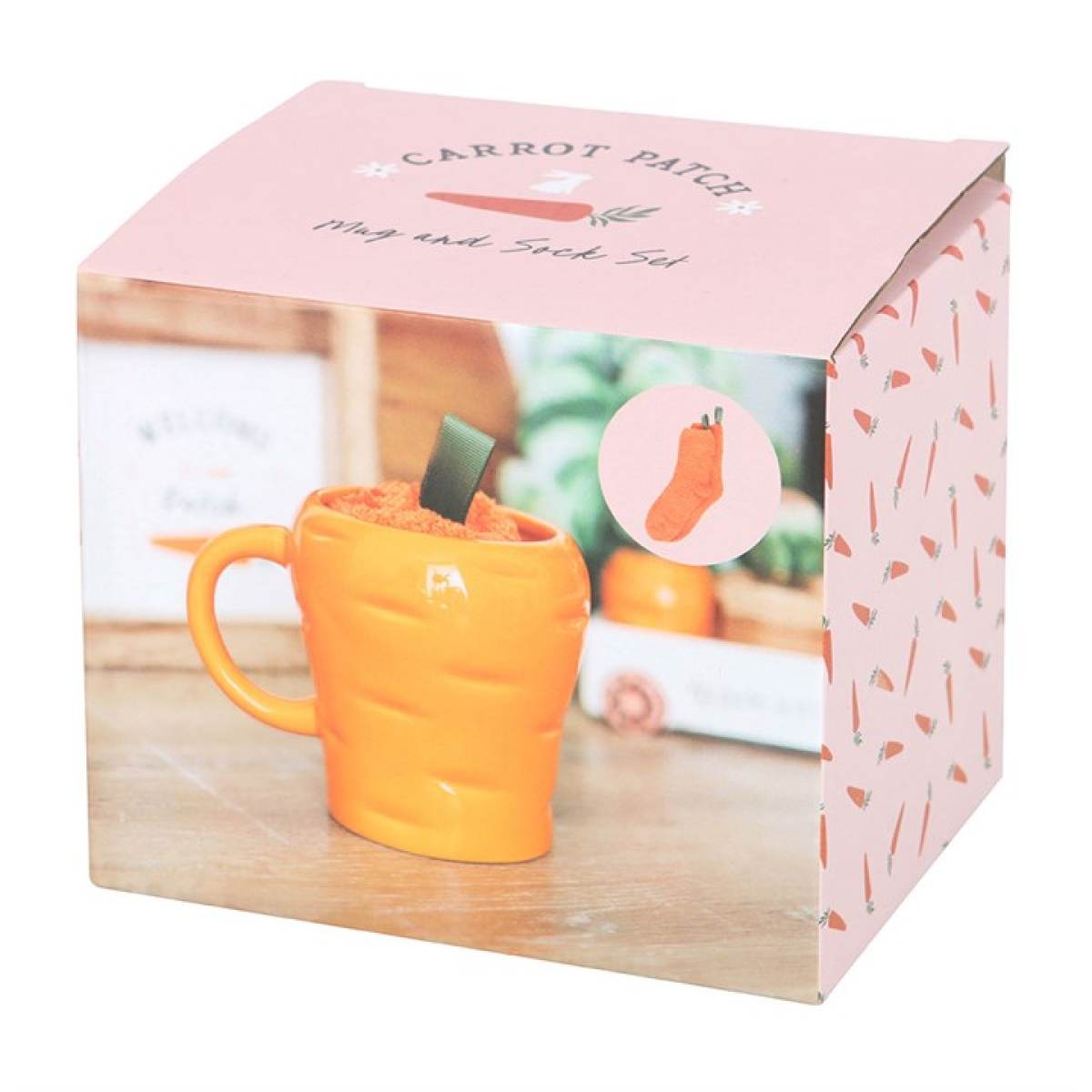Carrot Shaped Mug & Fluffy Socks Gift Set – Fun Gardener Present