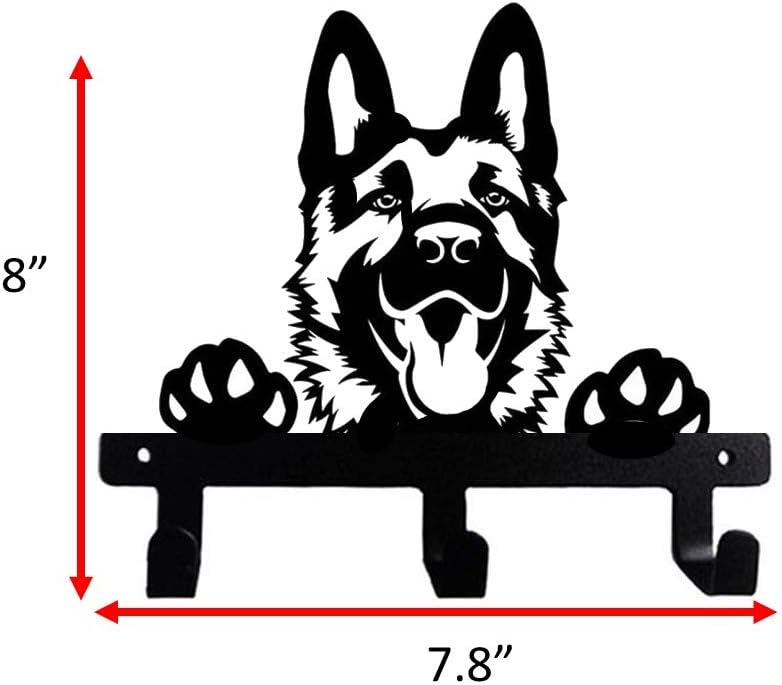 German Shepherd Dog Silhouette Wall Hook - Metal Decorative Hanger