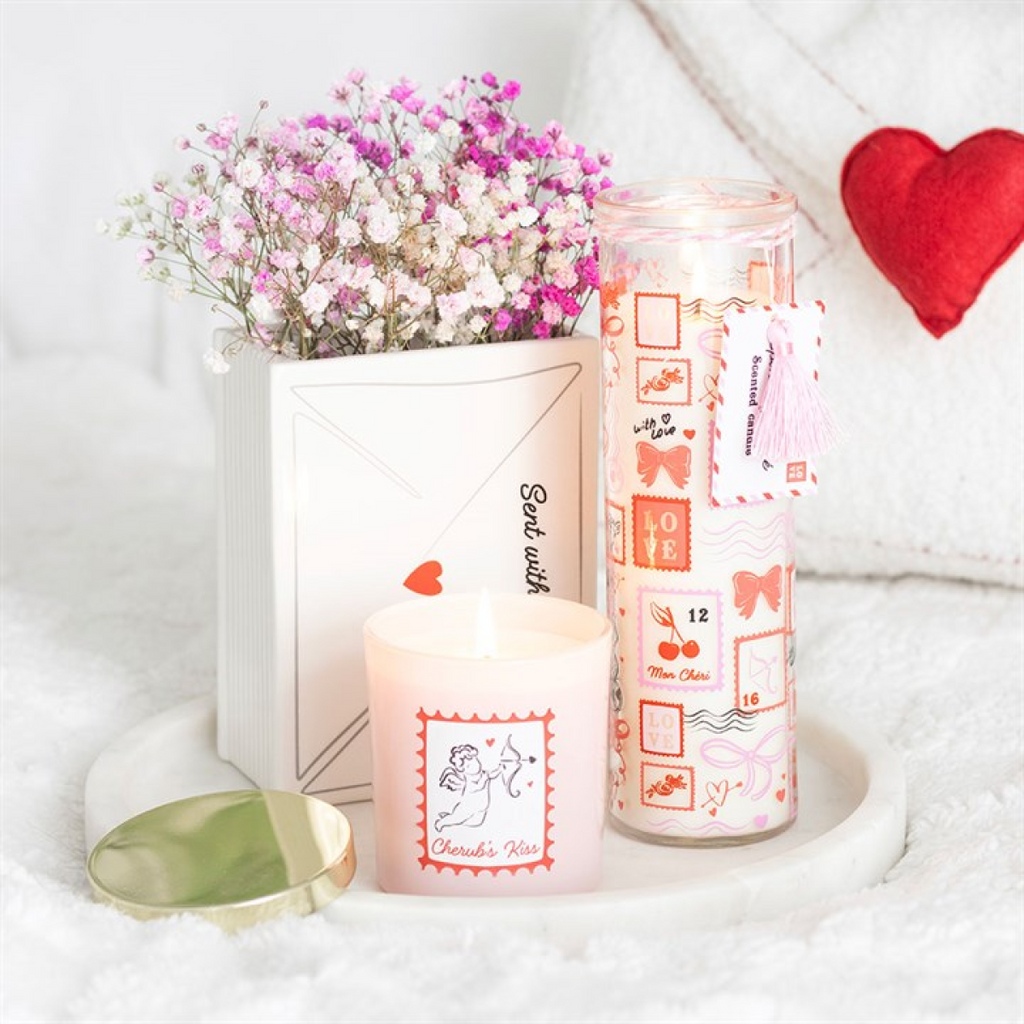 Cherub’s Kiss Scented Candle – Passionberry & Peach Romantic Pink Jar Candle