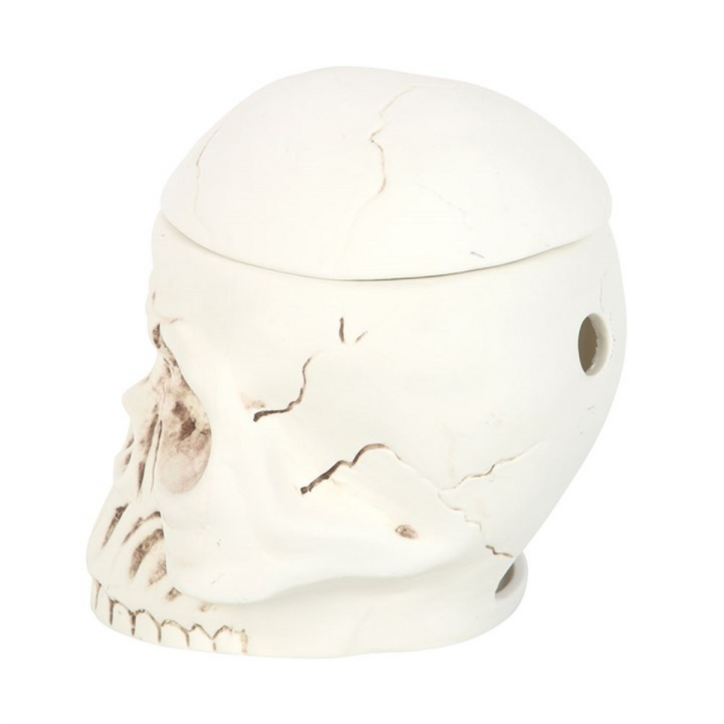 Skull Ceramic Oil Burner & Wax Melt Warmer – Gothic Home Fragrance Decor