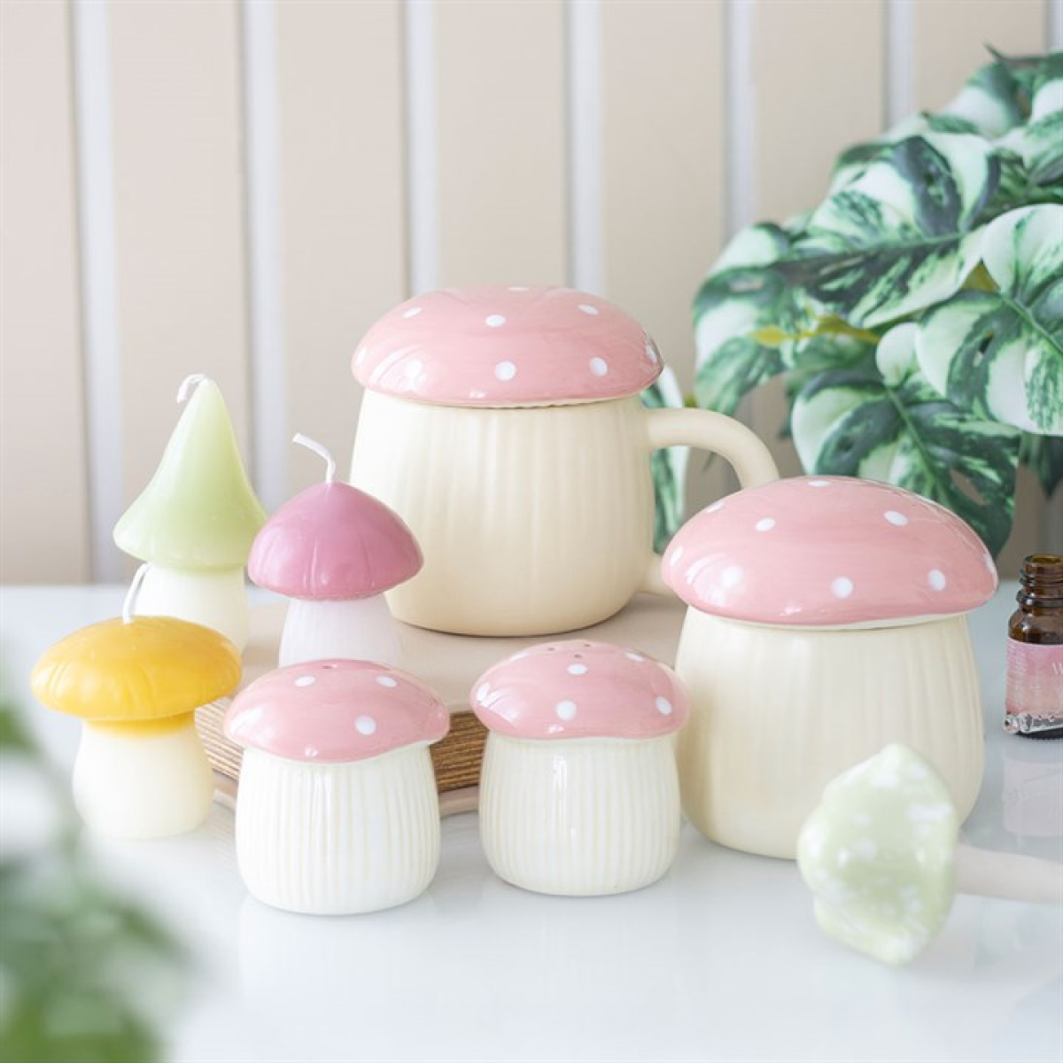Pink Mushroom Ceramic Oil Burner – Cute Fairycore Home Fragrance Decor