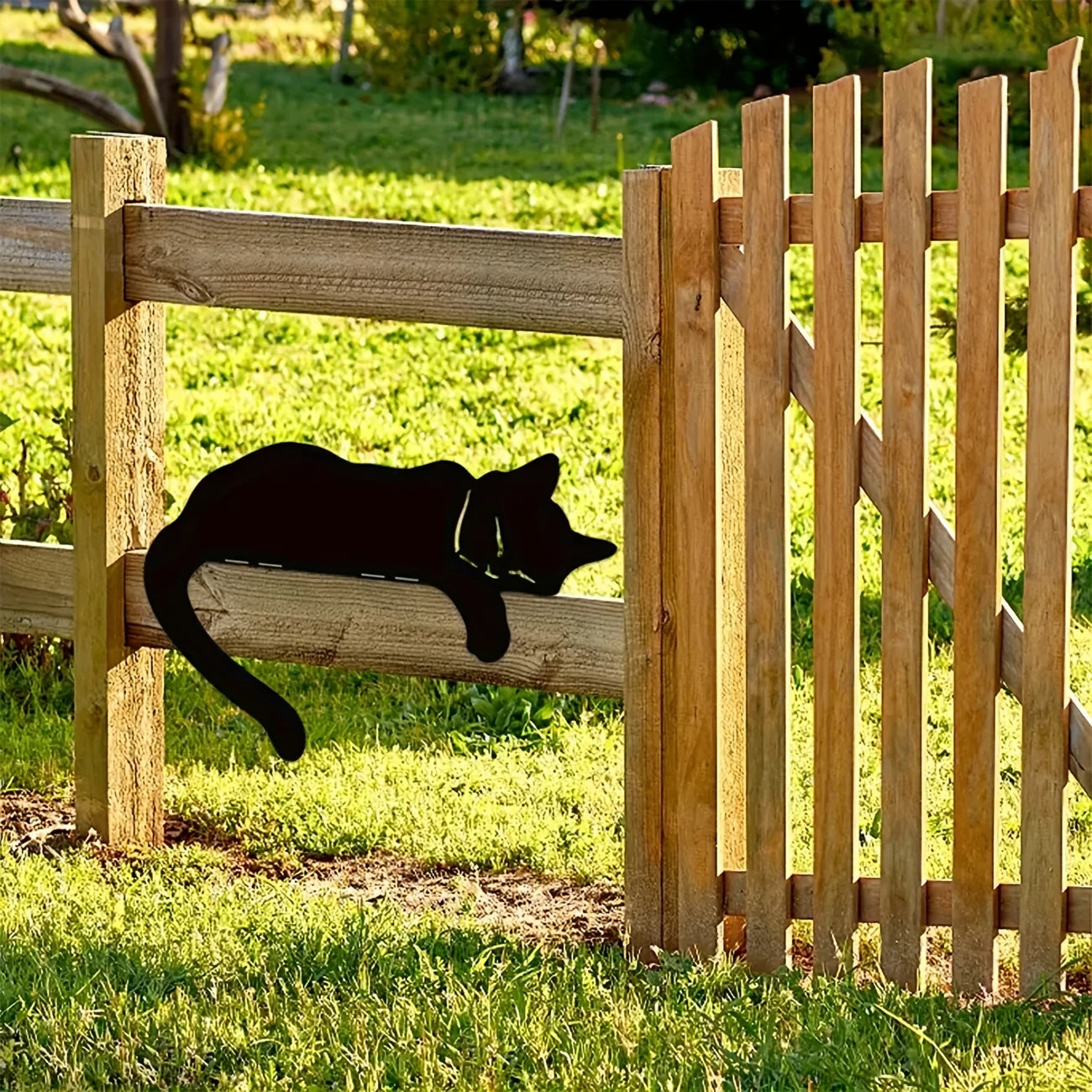 Metal Cat Fence Topper – Black Silhouette for Cat Gardening Decor Gifts
