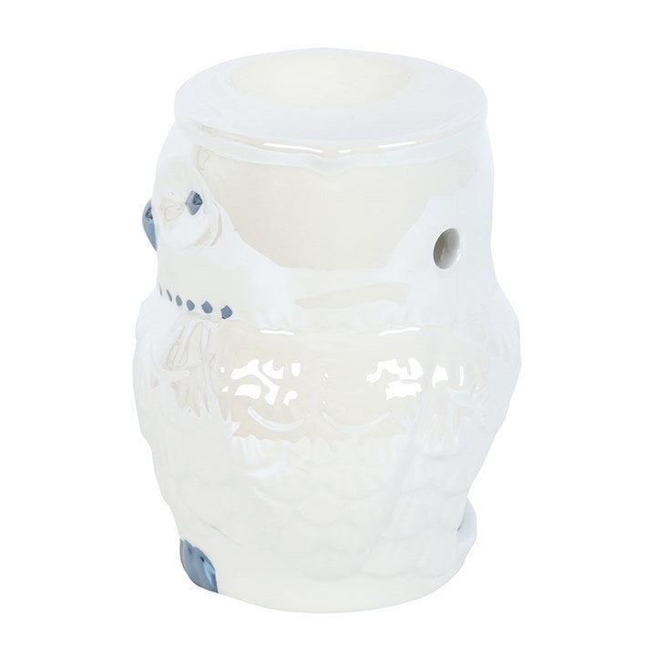 Iridescent Owl Ceramic Oil Burner & Wax Warmer – Mystical Home Fragrance