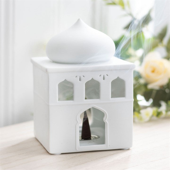 Off White Mosque Oil Burner and Incense Cone Holder