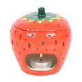 Red Strawberry Ceramic Oil Burner with Lid – Novelty Tealight Fragrance Warmer