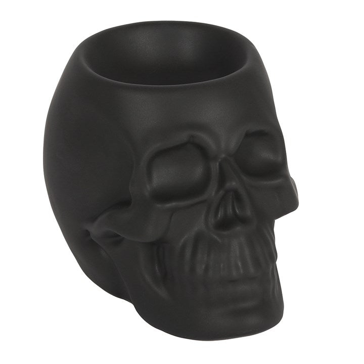 Matte Black Skull Ceramic Oil Burner – Gothic Wax Melt & Fragrance Warmer