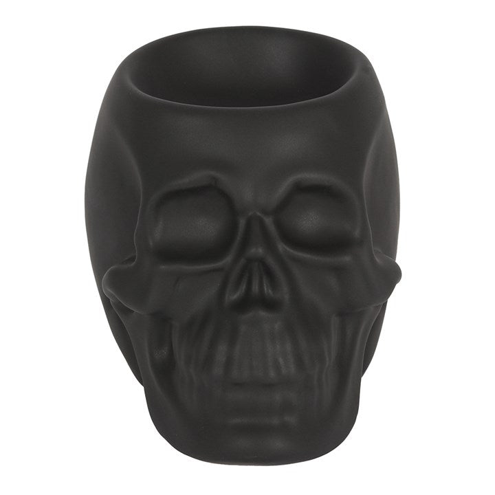 Matte Black Skull Ceramic Oil Burner – Gothic Wax Melt & Fragrance Warmer