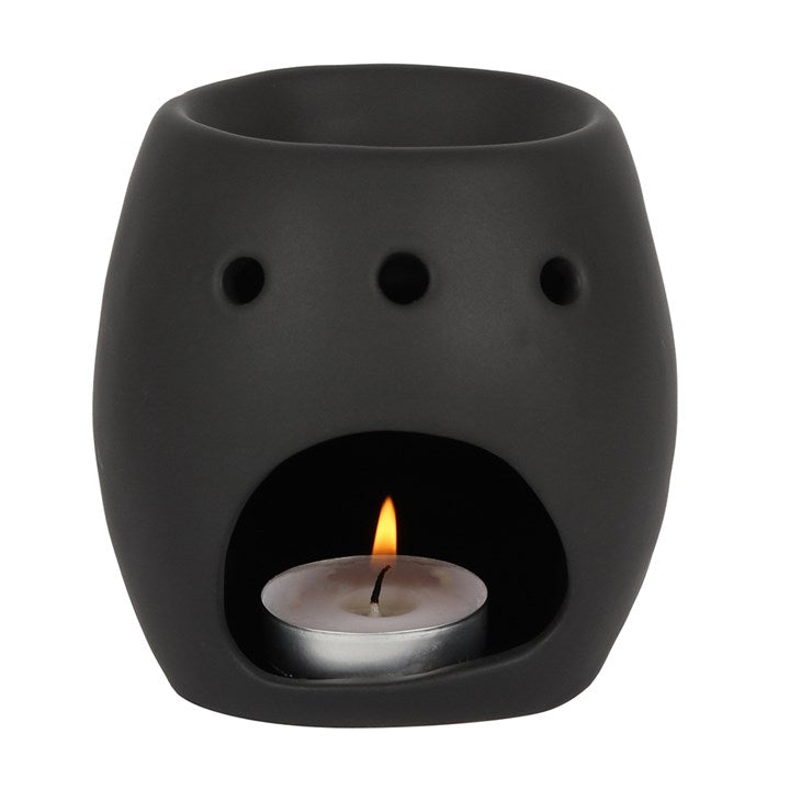 Matte Black Skull Ceramic Oil Burner – Gothic Wax Melt & Fragrance Warmer