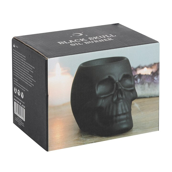 Matte Black Skull Ceramic Oil Burner – Gothic Wax Melt & Fragrance Warmer