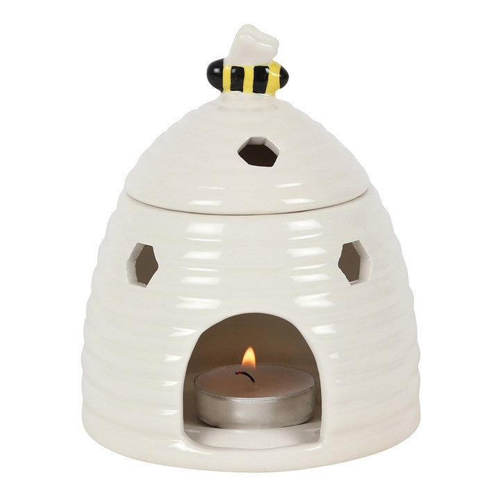 Ceramic Beehive Oil Burner with Bee Lid – Honeycomb Home Fragrance Decor