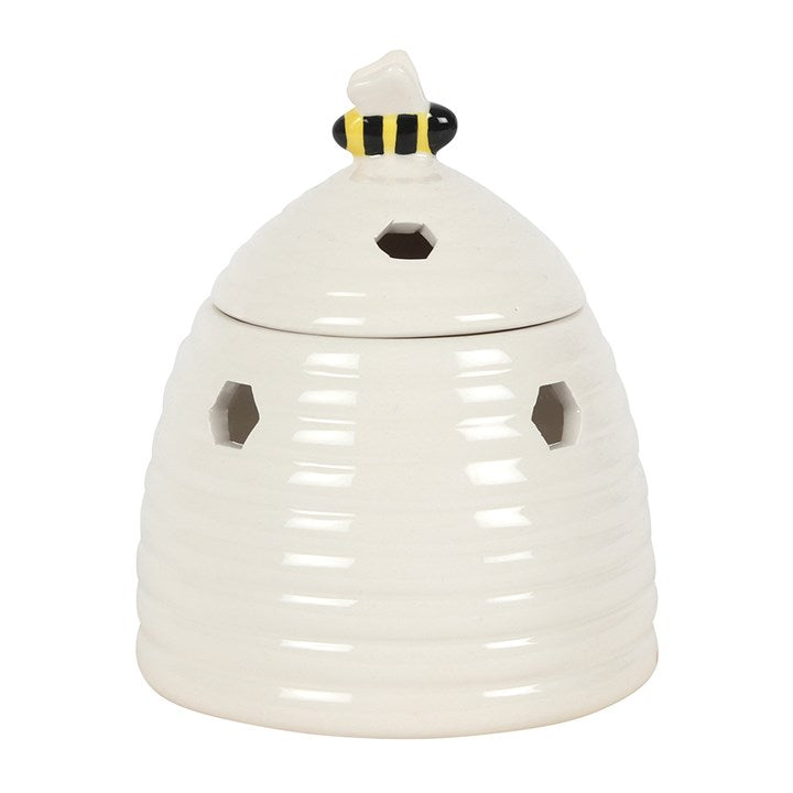Ceramic Beehive Oil Burner with Bee Lid – Honeycomb Home Fragrance Decor
