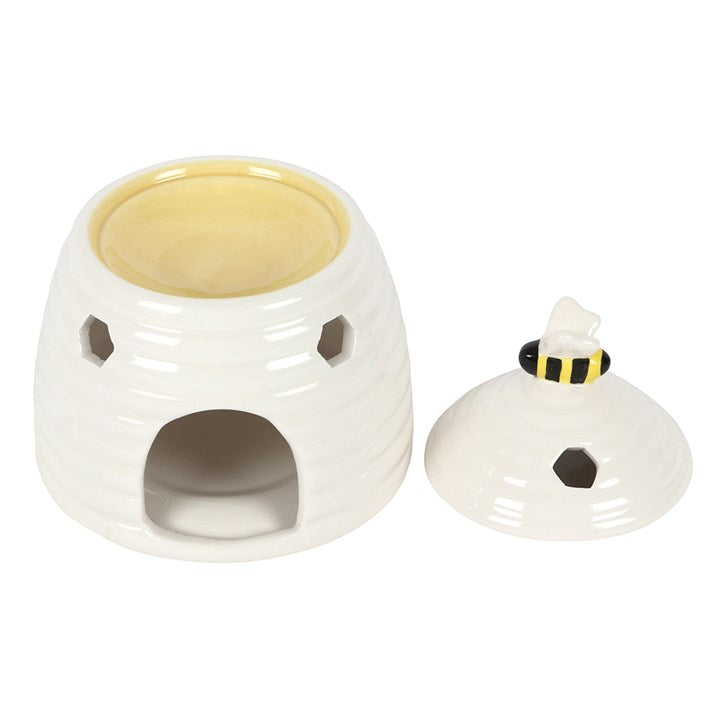 Ceramic Beehive Oil Burner with Bee Lid – Honeycomb Home Fragrance Decor