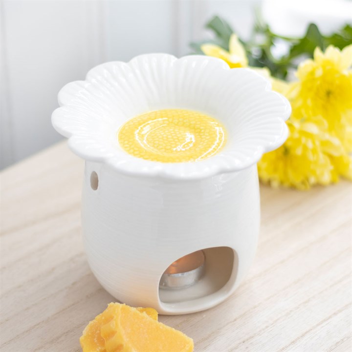 Daisy Flower Oil Burner – Stoneware Wax Melt & Fragrance Oil Warmer