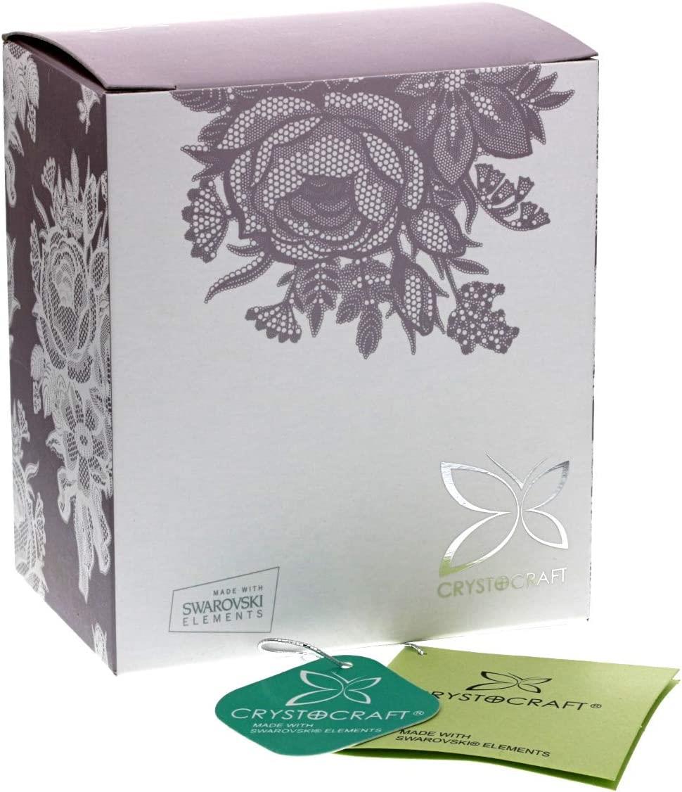 Crystocraft Cross with Flower Crystal Ornament – Silver Collectable Gift