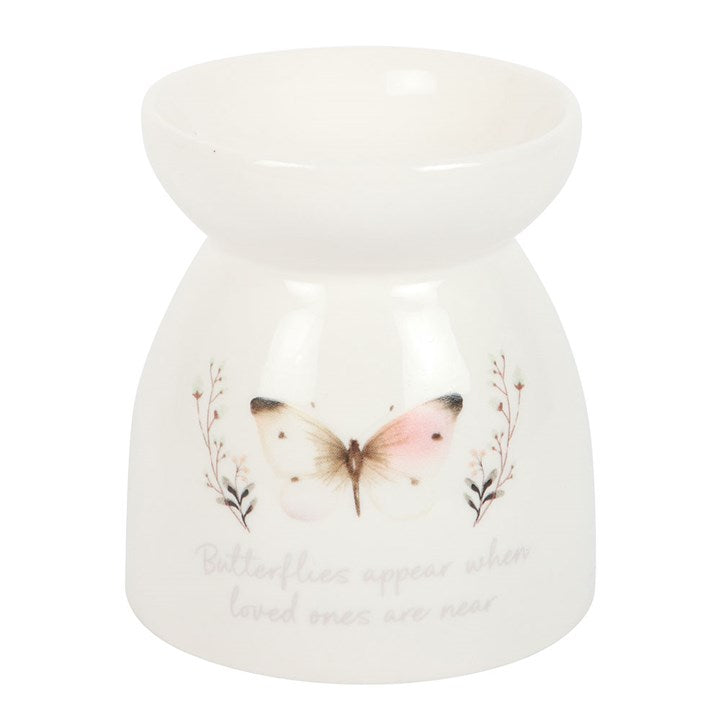 White Ceramic Butterfly Oil Burner – Memorial Message Home Fragrance