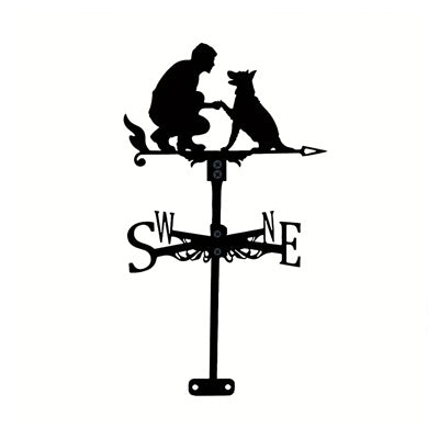 Weather Vane Wind Dog and Man– Outdoor Wind Spinner for Garden & Roof Decoration