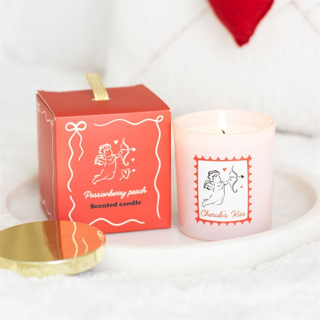 Cherub’s Kiss Scented Candle – Passionberry & Peach Romantic Pink Jar Candle