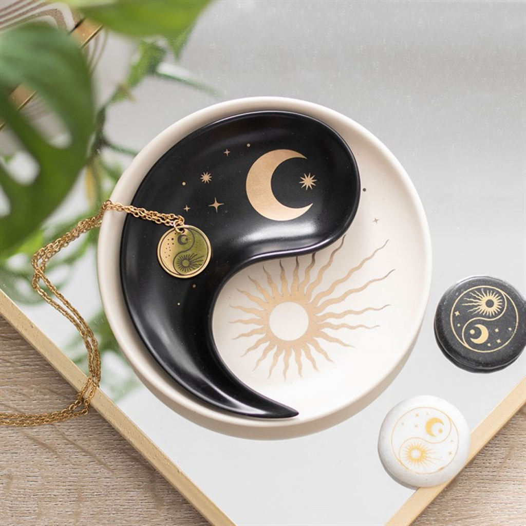 Yin and Yang Ceramic Trinket Dish Set – Sun & Moon Jewellery Holder