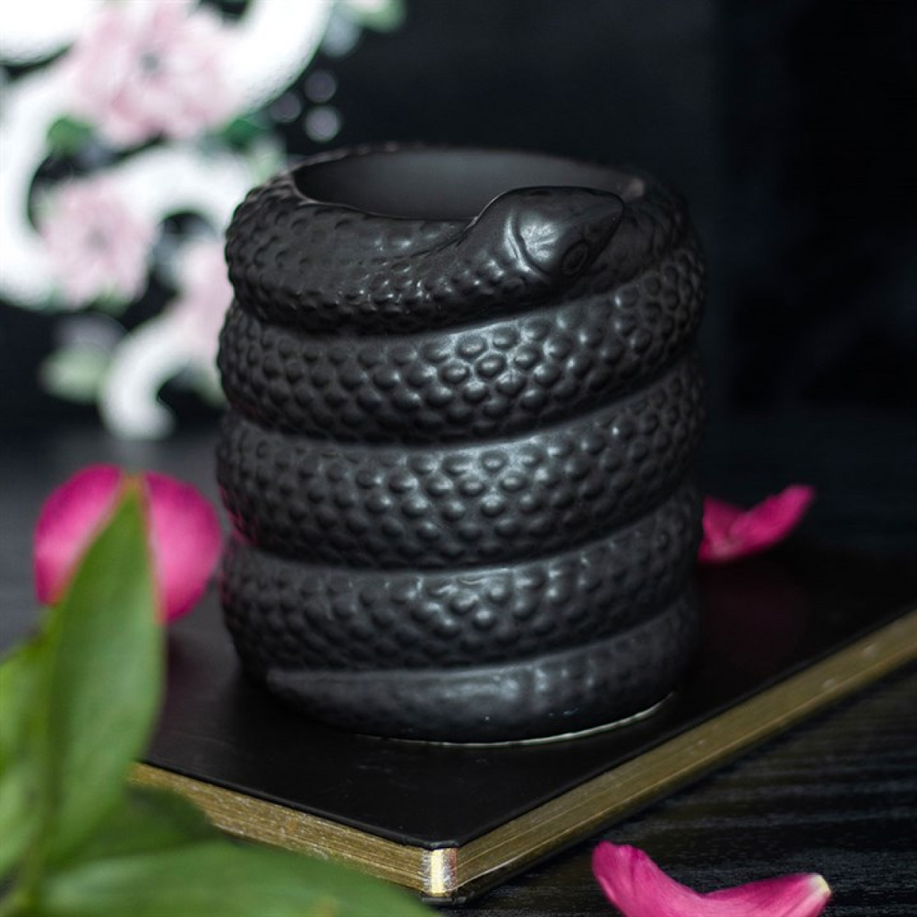 Black Snake Ceramic Oil Burner & Wax Warmer – Mystical Home Fragrance Decor