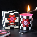 Sad Flower Checkerboard Candle with Coconut Rose Scent – 35hr Burn Mood Gift
