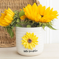 Hello Sunshine Ceramic Plant Pot with 3D Sunflower – Indoor & Garden Decor