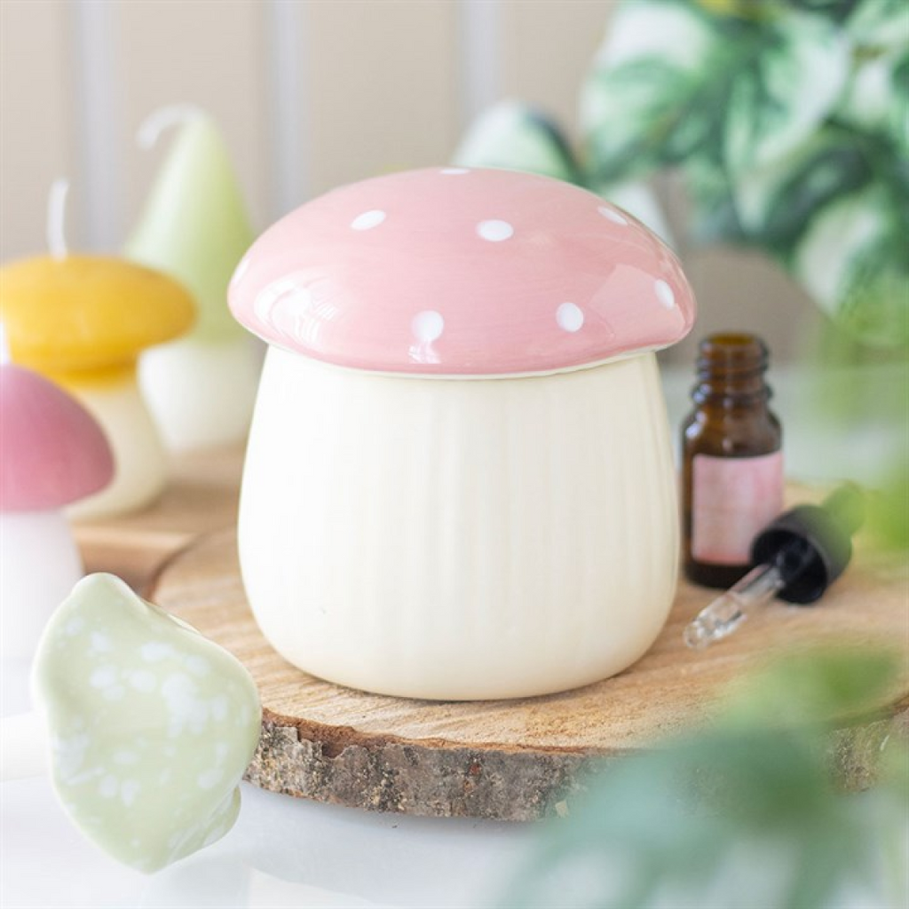 Pink Mushroom Ceramic Oil Burner – Cute Fairycore Home Fragrance Decor