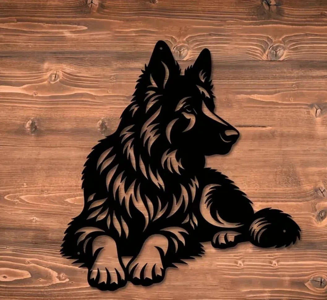 German Shepherd Metal Wall Art – Alsatian Dog Garden & Fence Decor